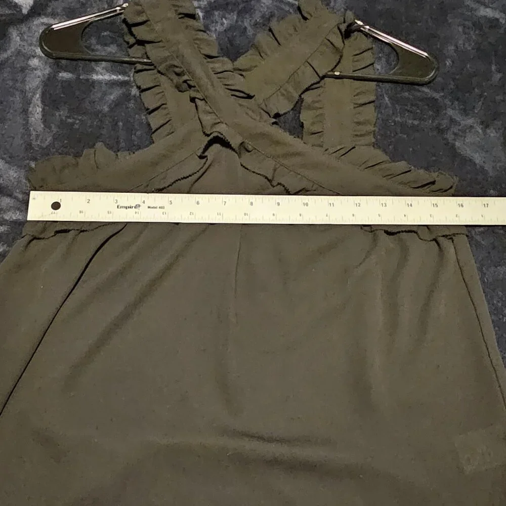 Women’s J. Crew Ruffled Cross Strap Black Blouse/Tank, Size 2